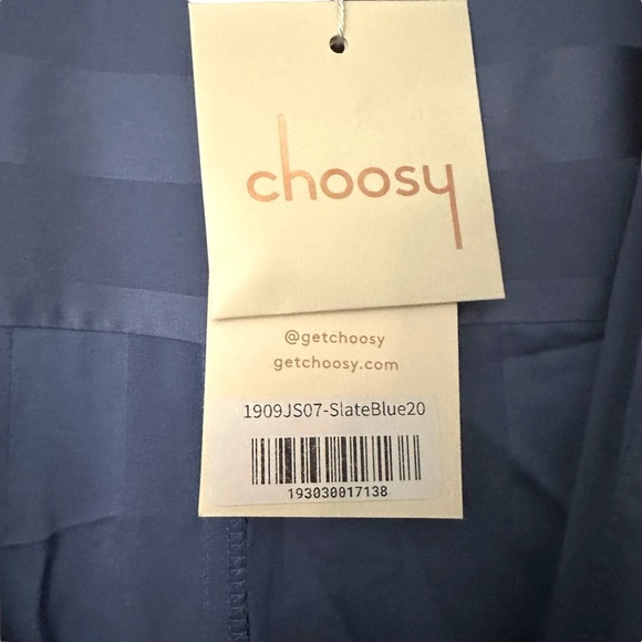 Choosy Women's Slate Blue Deep V Striped Satin Jumpsuit Size 20 NWT - Picture 4 of 7